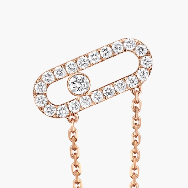 Messika Move Uno Single Chain Earring in 18K Pink Gold | Fine Earrings | Coveti