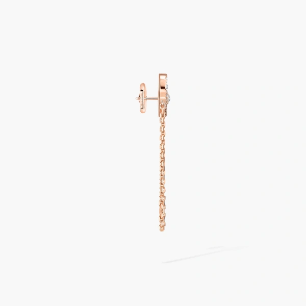 Messika Move Uno Single Chain Earring in 18K Pink Gold | Fine Earrings | Coveti