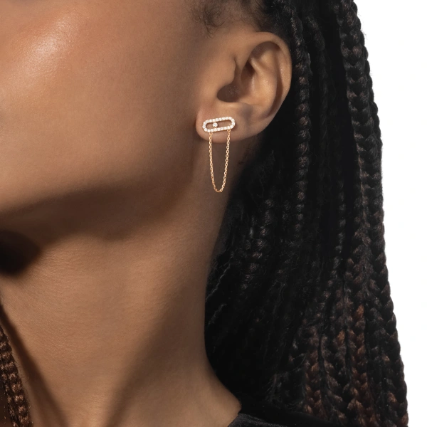 Messika Move Uno Single Chain Earring in 18K Yellow Gold | Fine Earrings | Coveti