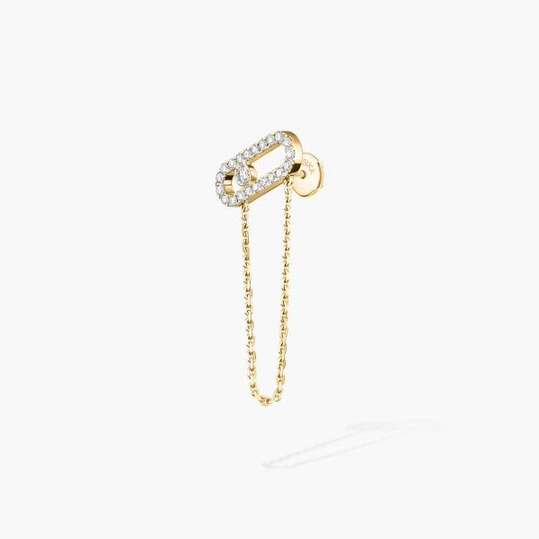 Messika Move Uno Single Chain Earring in 18K Yellow Gold | Fine Earrings | Coveti