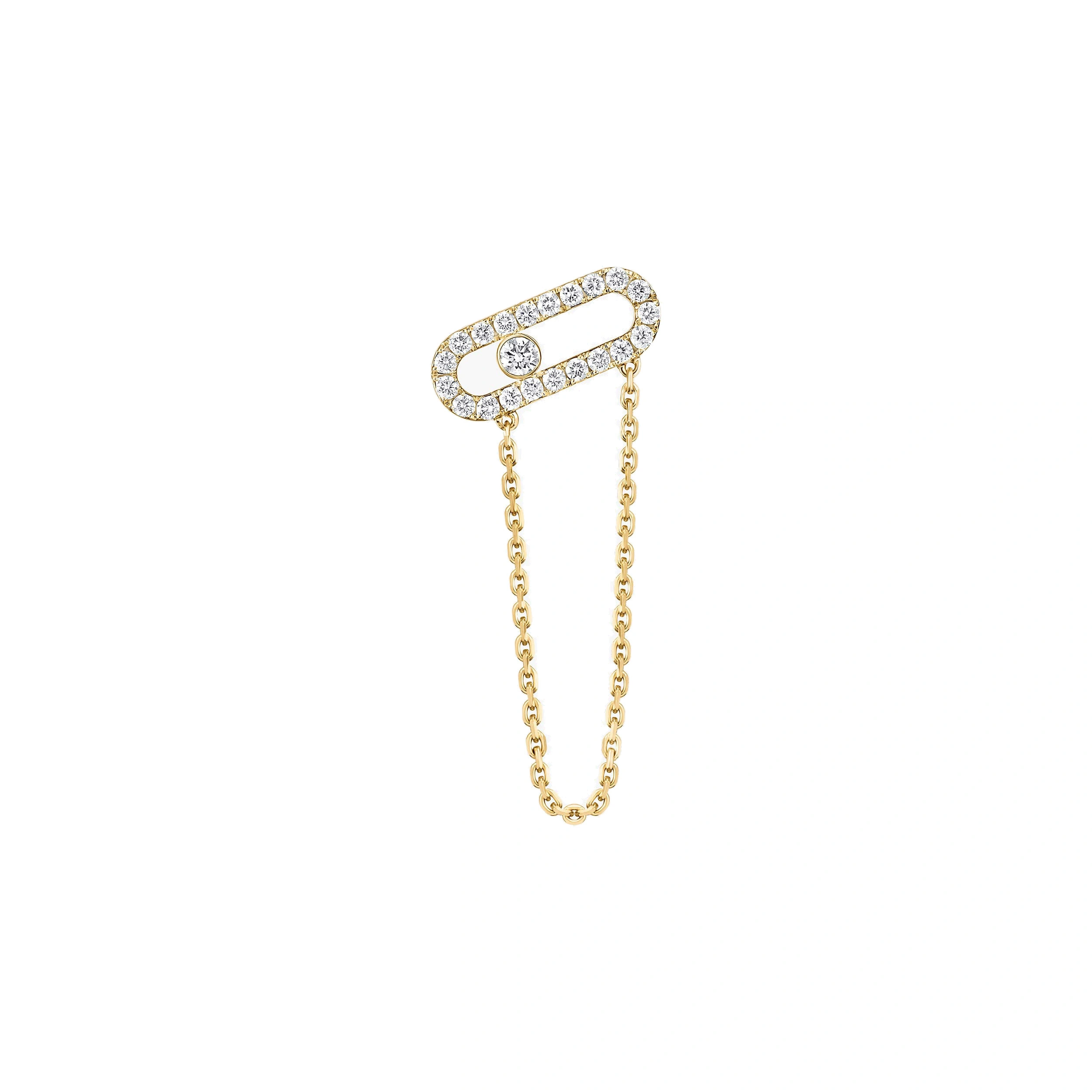 Messika Move Uno Single Chain Earring in 18K Yellow Gold Messika Move Uno Single Chain Earring in 18K Yellow Gold | Fine Earrings | Coveti