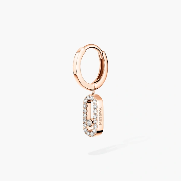 Messika Move Uno Single Drop Earring in 18K Pink Gold | Fine Earrings | Coveti
