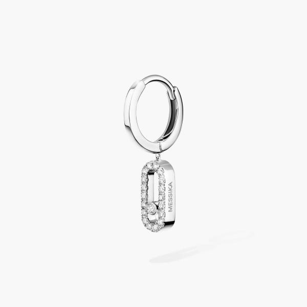 Messika Move Uno Single Drop Earring in 18K White Gold | Fine Earrings | Coveti