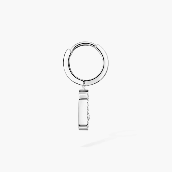 Messika Move Uno Single Drop Earring in 18K White Gold | Fine Earrings | Coveti