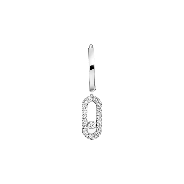 Messika Move Uno Single Drop Earring in 18K White Gold | Fine Earrings | Coveti