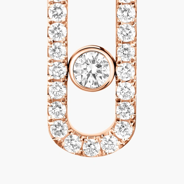 Messika Move Uno Single Pave Earring in 18K Pink Gold, Left | Fine Earrings | Coveti