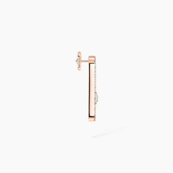 Messika Move Uno Single Pave Earring in 18K Pink Gold, Left | Fine Earrings | Coveti