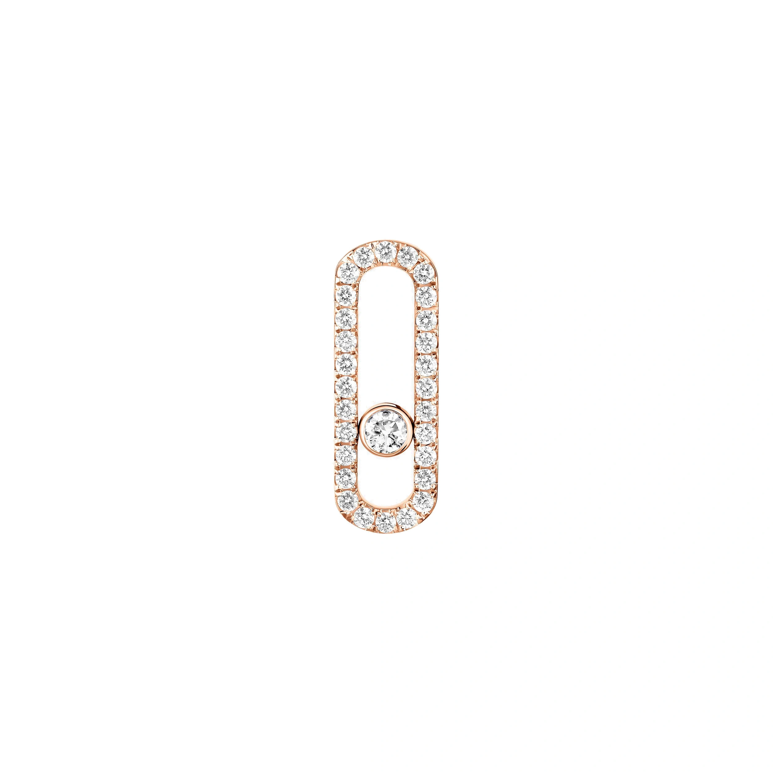 Messika Move Uno Single Pave Earring in 18K Pink Gold, Left Messika Move Uno Single Pave Earring in 18K Pink Gold, Left | Fine Earrings | Coveti