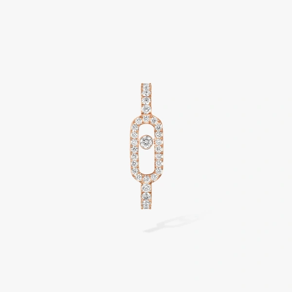 Messika Move Uno Single Pave Earring in 18K Pink Gold | Fine Earrings | Coveti