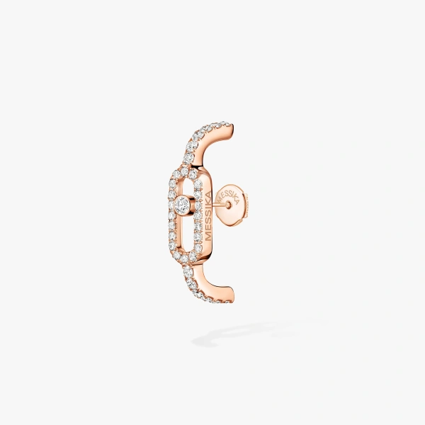Messika Move Uno Single Pave Earring in 18K Pink Gold | Fine Earrings | Coveti