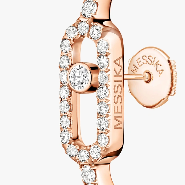 Messika Move Uno Single Pave Earring in 18K Pink Gold | Fine Earrings | Coveti