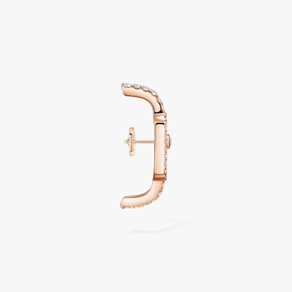 Messika Move Uno Single Pave Earring in 18K Pink Gold | Fine Earrings | Coveti