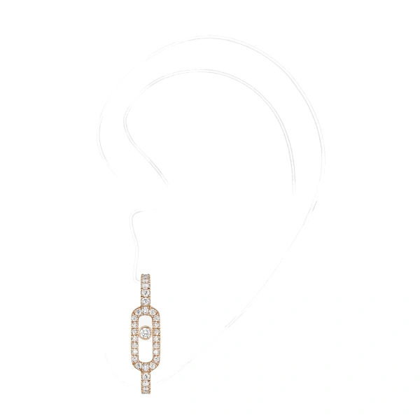 Messika Move Uno Single Pave Earring in 18K Pink Gold | Fine Earrings | Coveti