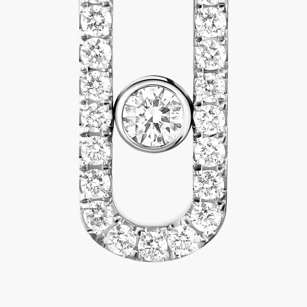 Messika Move Uno Single Pave Earring in 18K White Gold, Left | Fine Earrings | Coveti