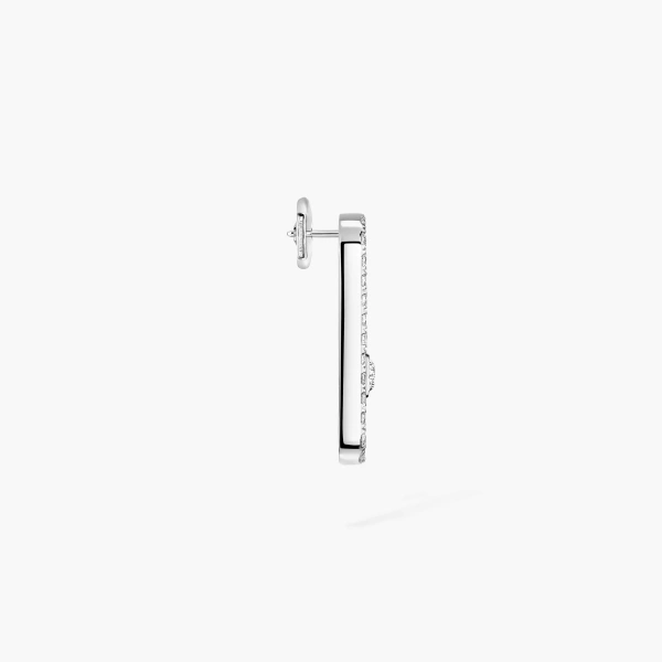 Messika Move Uno Single Pave Earring in 18K White Gold, Left | Fine Earrings | Coveti