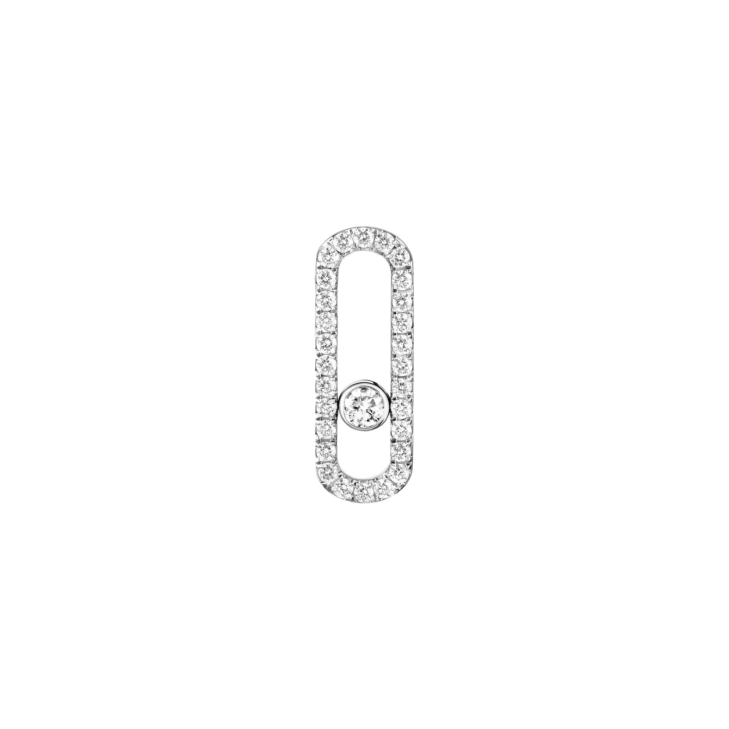 Messika Move Uno Single Pave Earring in 18K White Gold, Left Messika Move Uno Single Pave Earring in 18K White Gold, Left | Fine Earrings | Coveti
