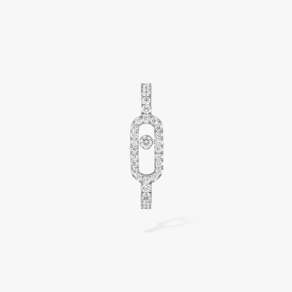 Messika Move Uno Single Pave Earring in 18K White Gold | Fine Earrings | Coveti