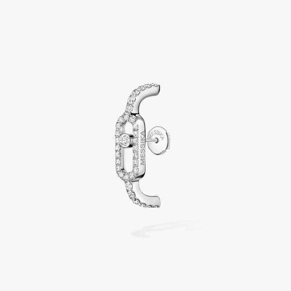 Messika Move Uno Single Pave Earring in 18K White Gold | Fine Earrings | Coveti