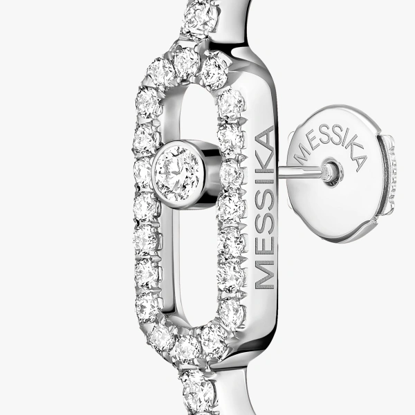 Messika Move Uno Single Pave Earring in 18K White Gold | Fine Earrings | Coveti