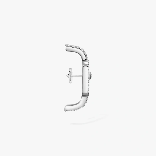 Messika Move Uno Single Pave Earring in 18K White Gold | Fine Earrings | Coveti