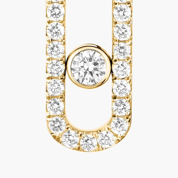 Messika Move Uno Single Pave Earring in 18K Yellow Gold, Right | Fine Earrings | Coveti