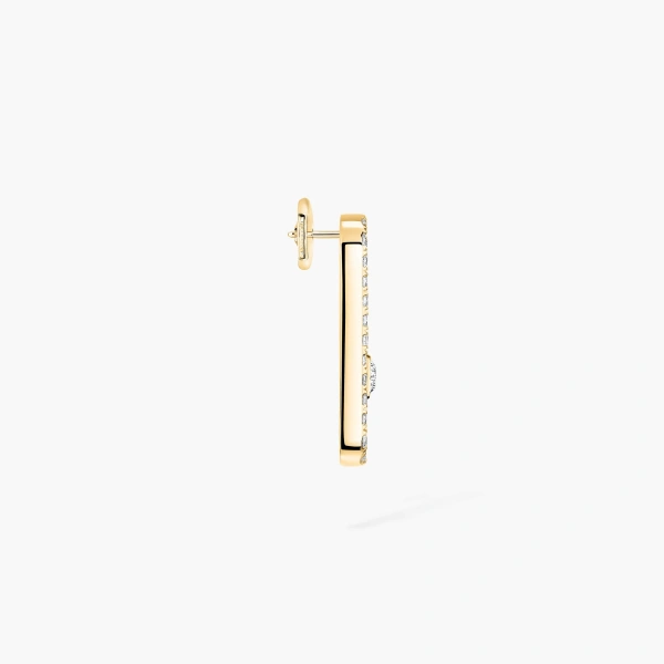 Messika Move Uno Single Pave Earring in 18K Yellow Gold, Right | Fine Earrings | Coveti
