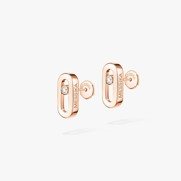 Messika Move Uno Stud Earrings in 18K Pink Gold | Fine Earrings | Coveti