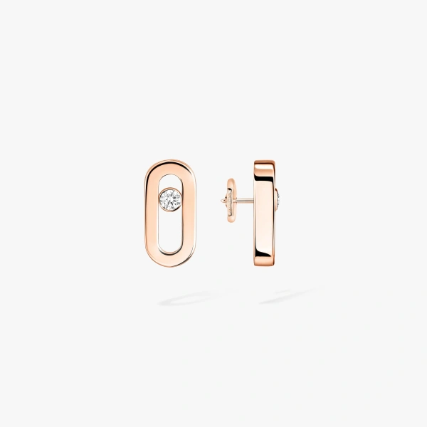 Messika Move Uno Stud Earrings in 18K Pink Gold | Fine Earrings | Coveti