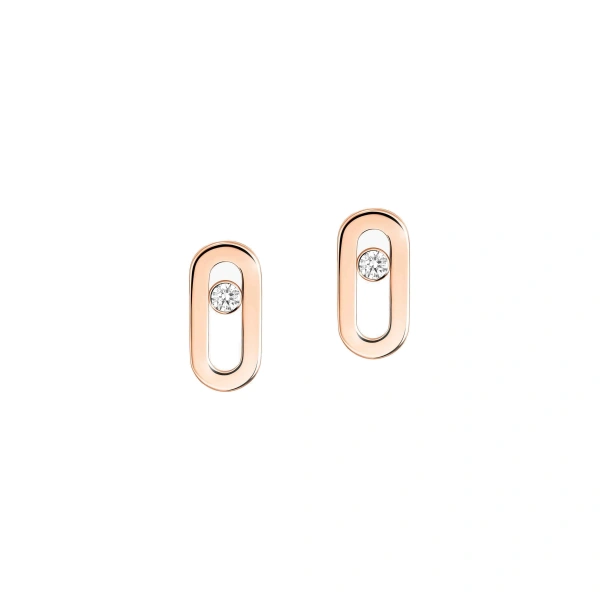 Messika Move Uno Stud Earrings in 18K Pink Gold | Fine Earrings | Coveti