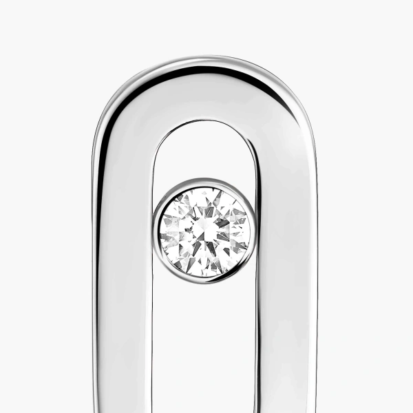 Messika Move Uno Stud Earrings in 18K White Gold | Fine Earrings | Coveti