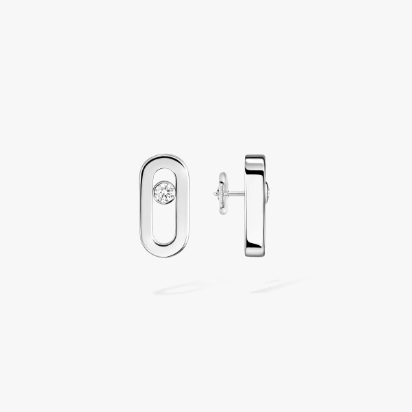 Messika Move Uno Stud Earrings in 18K White Gold | Fine Earrings | Coveti