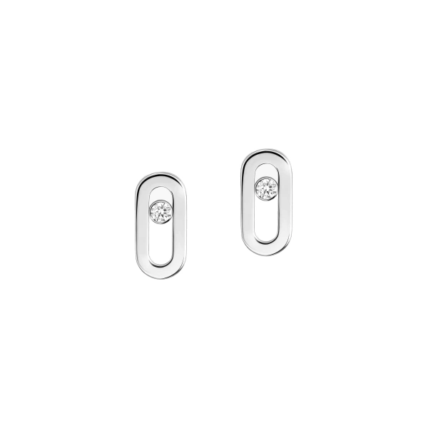 Messika Move Uno Stud Earrings in 18K White Gold | Fine Earrings | Coveti