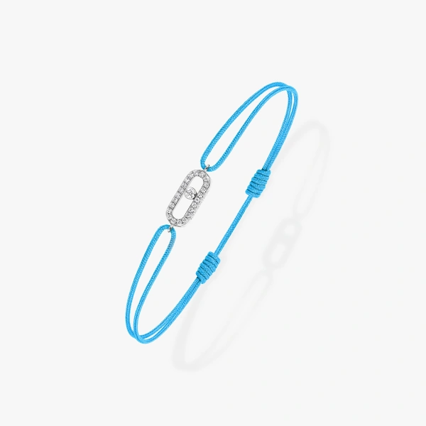 Messika Move Uno Turquoise Cord Bracelet in 18K White Gold | Fine Bracelets | Coveti