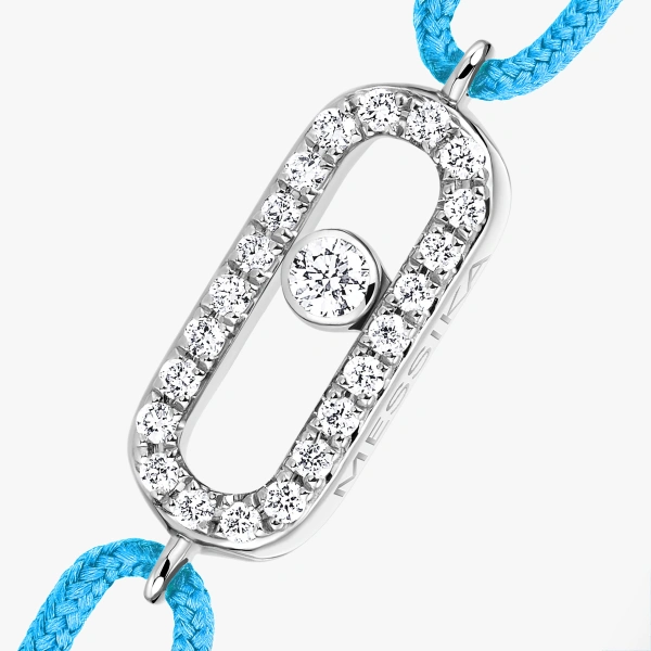 Messika Move Uno Turquoise Cord Bracelet in 18K White Gold | Fine Bracelets | Coveti