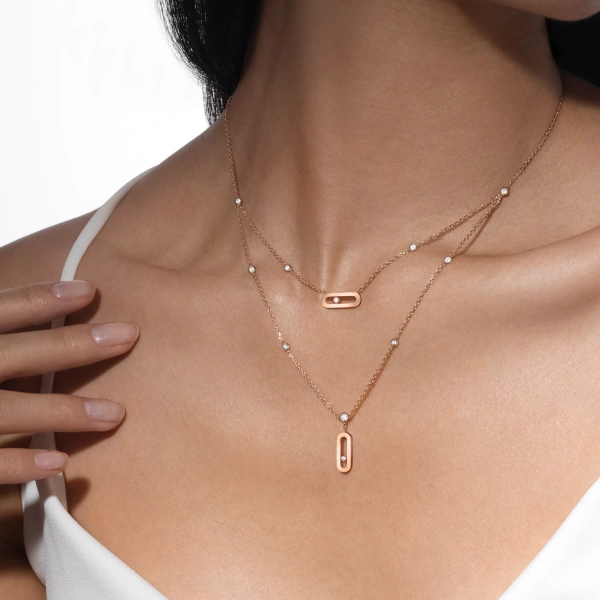 Messika Move Uno Two-Row Necklace in 18K Pink Gold | Fine Necklaces | Coveti
