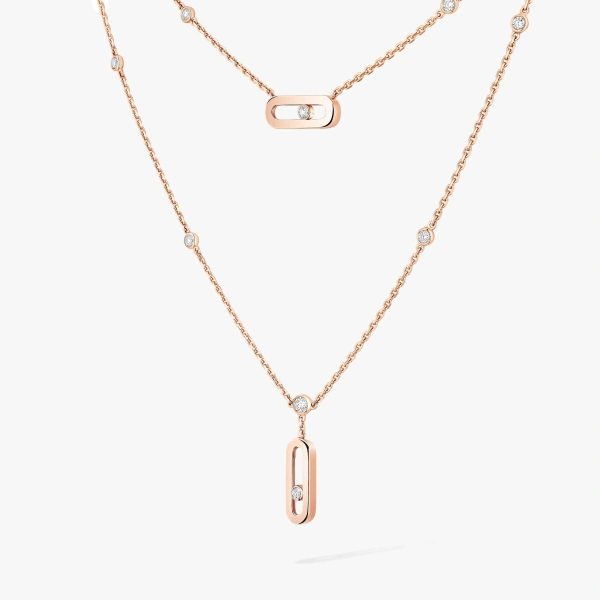 Messika Move Uno Two-Row Necklace in 18K Pink Gold | Fine Necklaces | Coveti