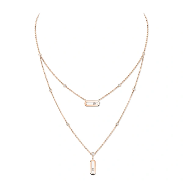 Messika Move Uno Two-Row Necklace in 18K Pink Gold | Fine Necklaces | Coveti