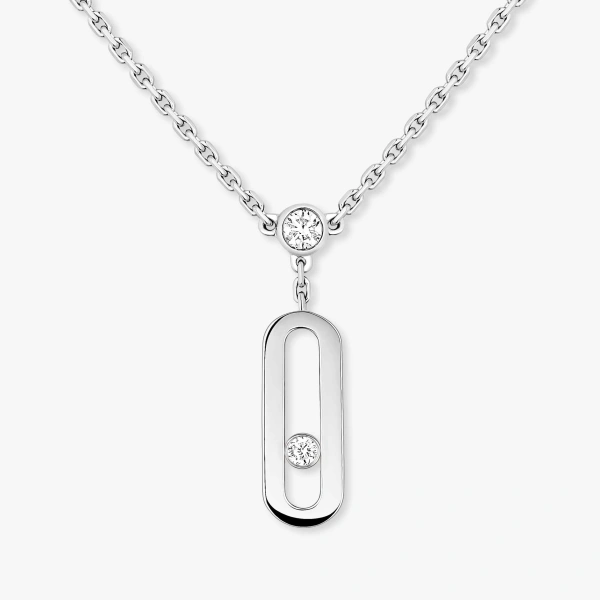 Messika Move Uno Two-Row Necklace in 18K White Gold | Fine Necklaces | Coveti
