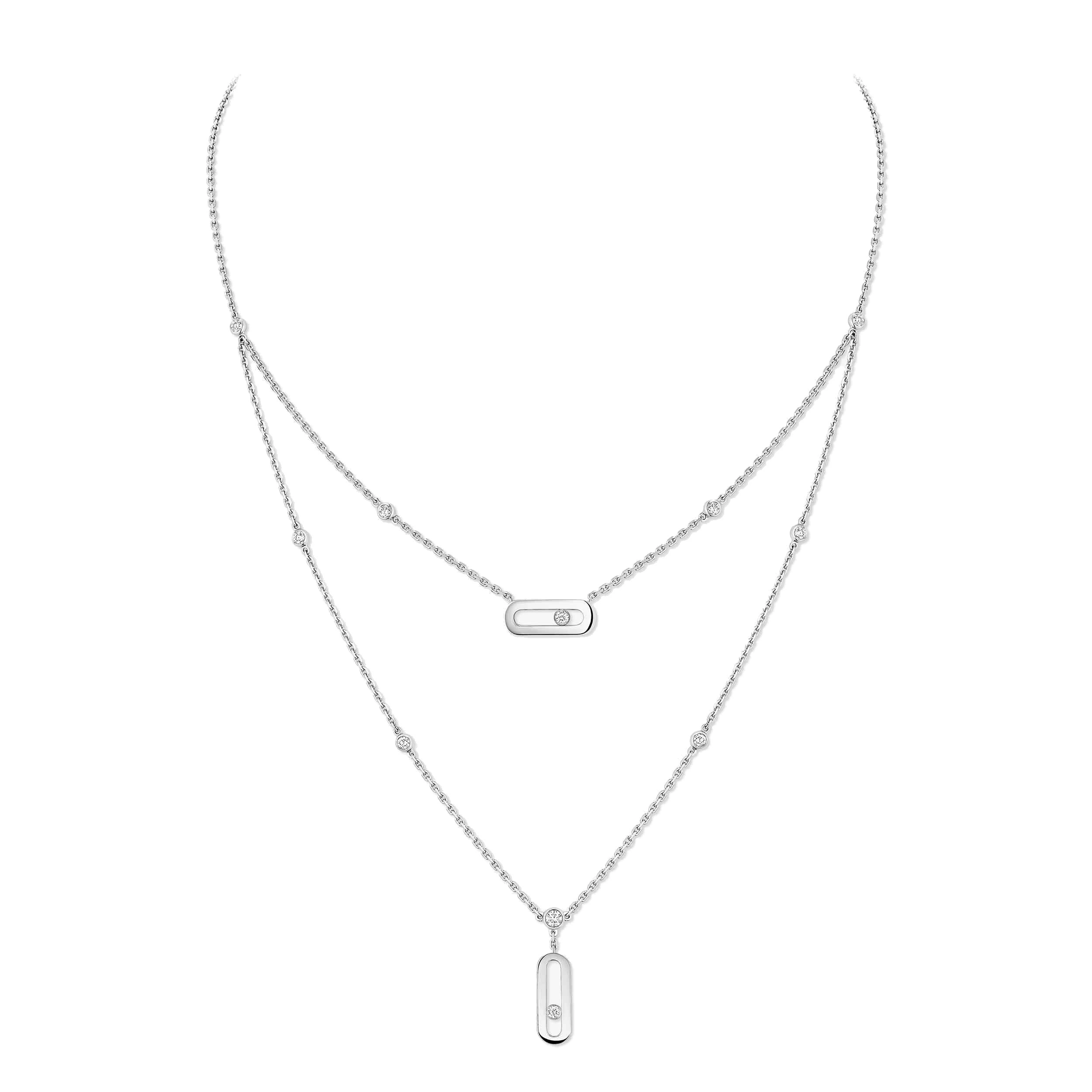 Messika Move Uno Two-Row Necklace in 18K White Gold Messika Move Uno Two-Row Necklace in 18K White Gold | Fine Necklaces | Coveti