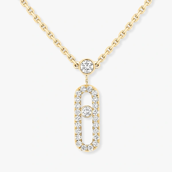 Messika Move Uno Two-Row Pave Necklace in 18K Yellow Gold | Fine Necklaces | Coveti
