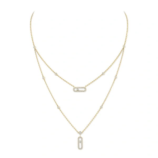 Move Uno Two-Row Pave Necklace in 18K Yellow Gold