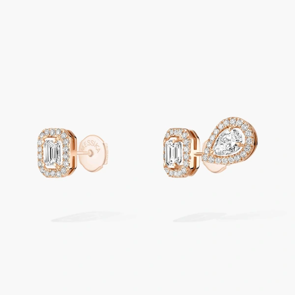 Messika My Twin Asymmetrical Earrings in 18K Pink Gold, Small Model | Fine Earrings | Coveti