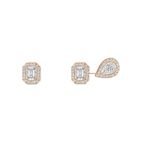 My Twin Asymmetrical Earrings in 18K Pink Gold, Small Model