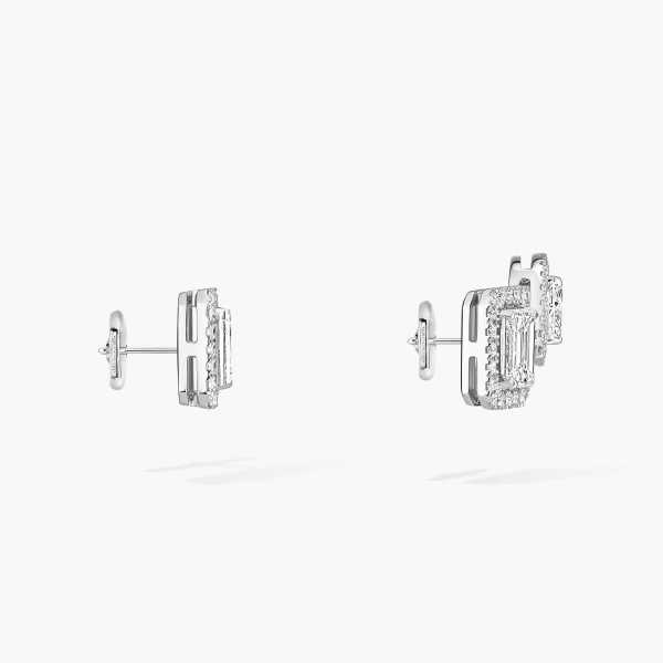 Messika My Twin Asymmetrical Earrings in 18K White Gold, Medium Model | Fine Earrings | Coveti