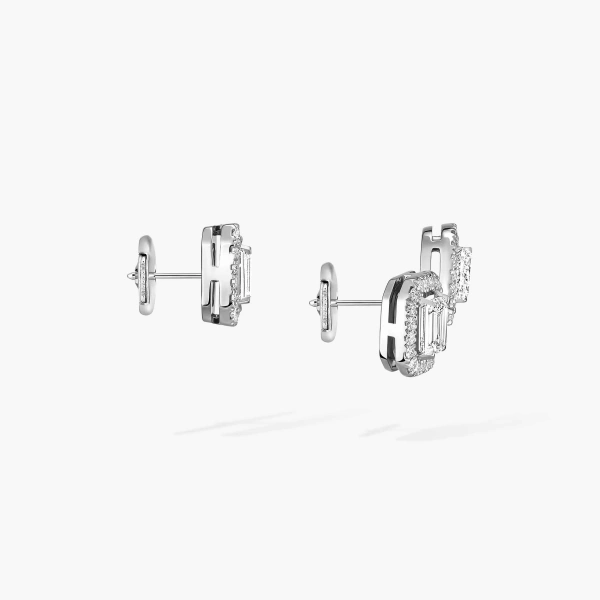 Messika My Twin Asymmetrical Earrings in 18K White Gold, Small Model | Fine Earrings | Coveti