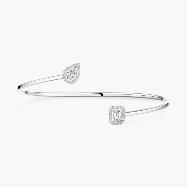Messika My Twin Bangle in 18K White Gold, Small Model | Fine Bracelets | Coveti