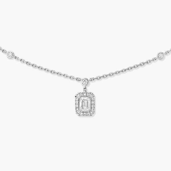 Messika My Twin Drop Pendant Necklace in 18K White Gold | Fine Necklaces | Coveti