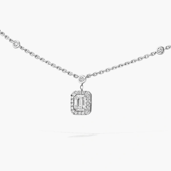 Messika My Twin Drop Pendant Necklace in 18K White Gold | Fine Necklaces | Coveti