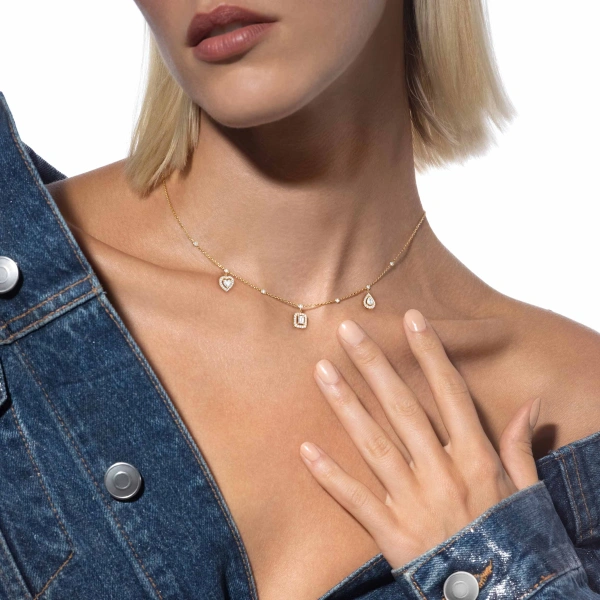 Messika My Twin Drop Pendant Necklace in 18K Yellow Gold | Fine Necklaces | Coveti