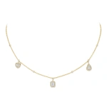Messika My Twin Drop Pendant Necklace in 18K Yellow Gold | Fine Necklaces | Coveti